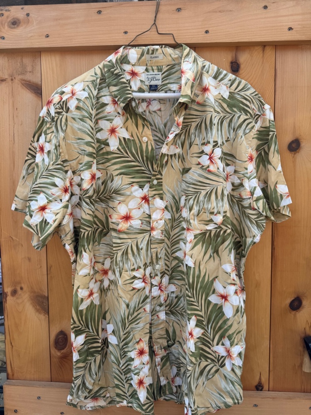 J. Crew Tan Floral Hawaiian Button-Down Shirt